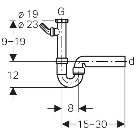 Sifon enkel spoeltafel 6/4" PP 40mm