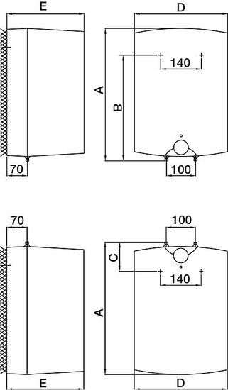 Afmeting keukenboiler