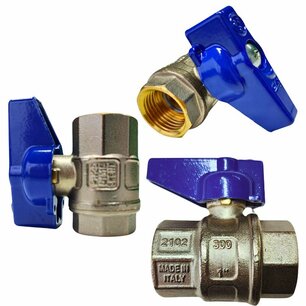 Bolkraan 1" F/F blauwe hendel